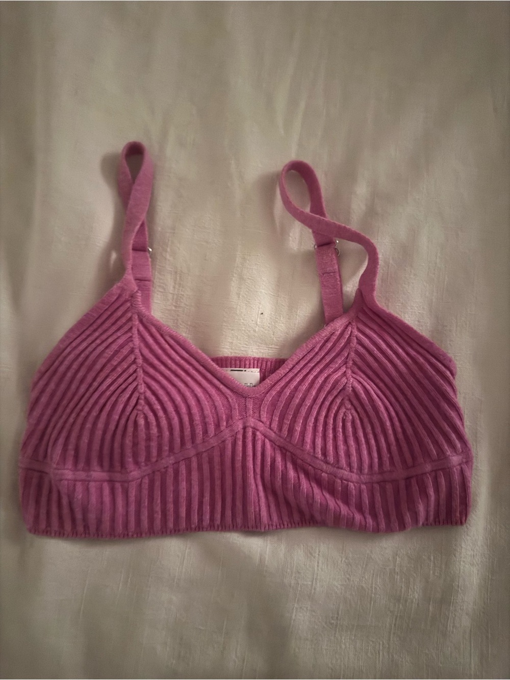 Women's Ribbed Bralette - Pink - Picture 1 of 3